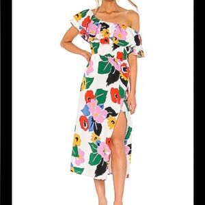 Show Me Your MuMu White and Red Asymmetrical One Shoulder Sundress